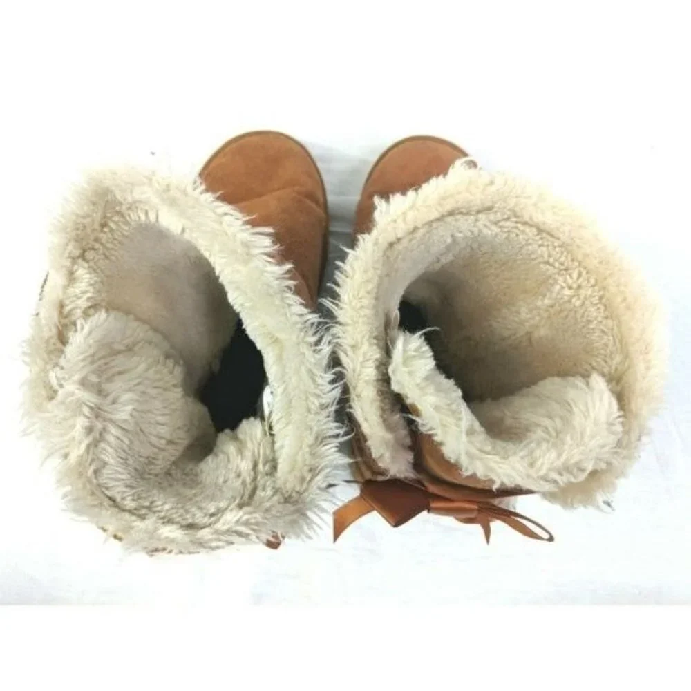 Ugg Bailey Boots Womens‎ 7 Brown Suede Leather Wool Lined Pull On